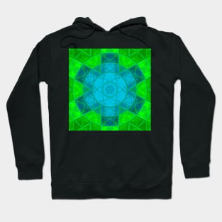 Mosaic Kaleidoscope Flower Green and Blue Hoodie